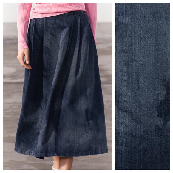 NWT. Zara ZW Collection Blue Laser Print Denim Midi Skirt. Size M. - Picture 3 of 14